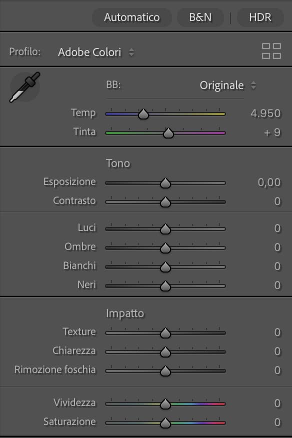 Strumento Base di Lightroom: il cuore della post-produzione fotografica Strumento Base di Lightroom per la regolazione delle foto